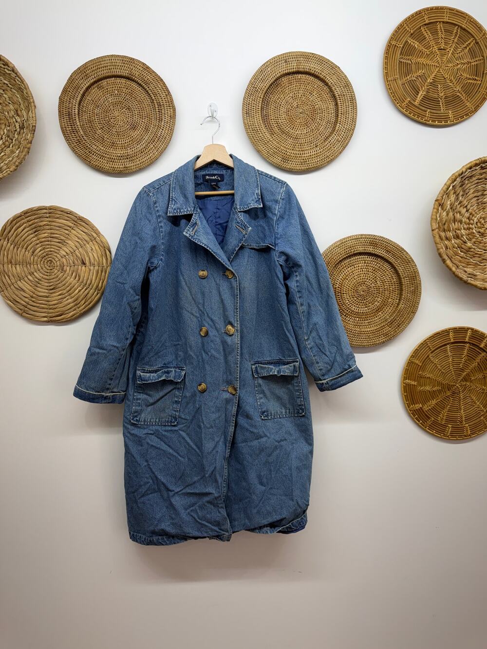 Vintage Denim & Co Denim Trench Coat Jacket Large